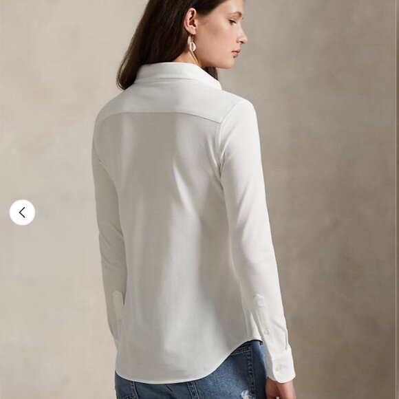 Slim Fit Knit Cotton Oxford Shirt - Picture 6 of 7